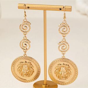 Designer Inspired Gold Lion Earrings